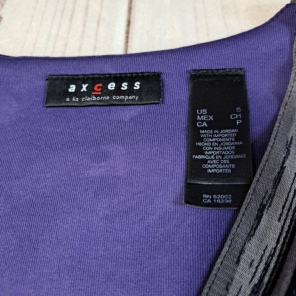 Axcess By Liz Claiborne Purple, Gray, and Pink Top Size Large - Picture 6 of 9